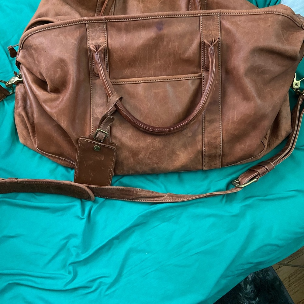Brown Leather Duffel Bag